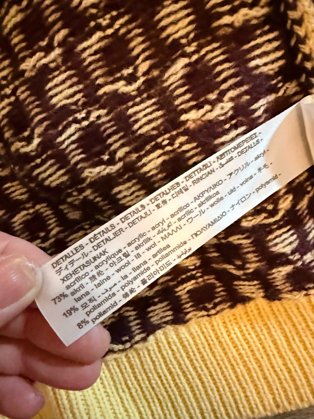 ZARA Yellow & Brown Geometric Knit Cardigan - Picture 14 of 14